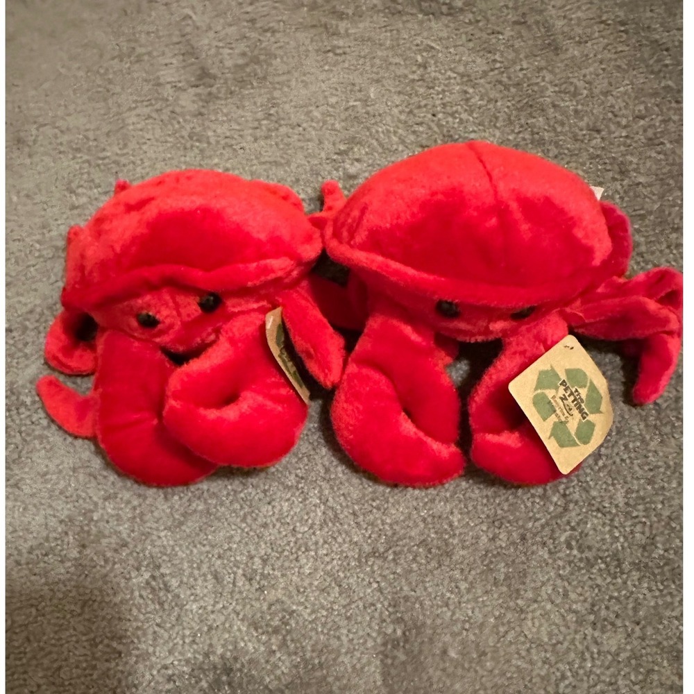 The Petting Zoo Red Crab Plush Stuffed Animal Lot of 2 Recycled Materials NWT